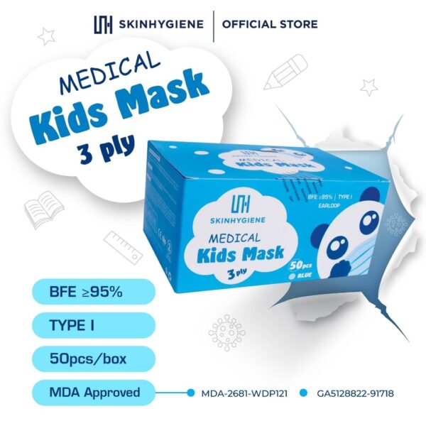 Skin Hygiene Kids Medical 3ply Mask - Blue - Image 2