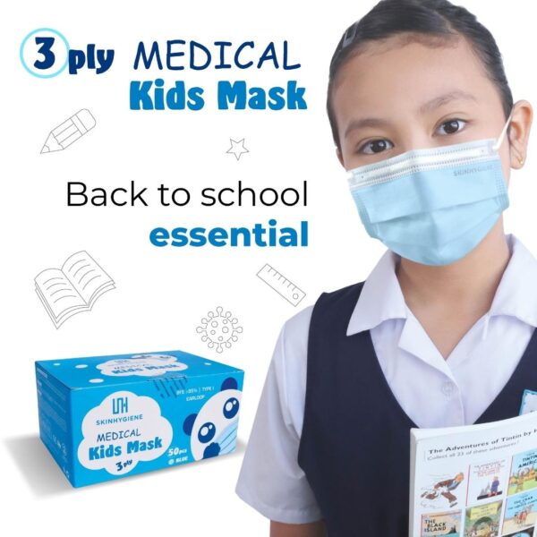 Skin Hygiene Kids Medical 3ply Mask - Blue - Image 3