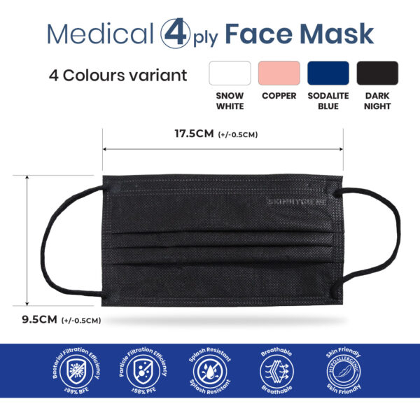 Skin Hygiene Medical Mask 4 Ply - Dark Night - Image 6