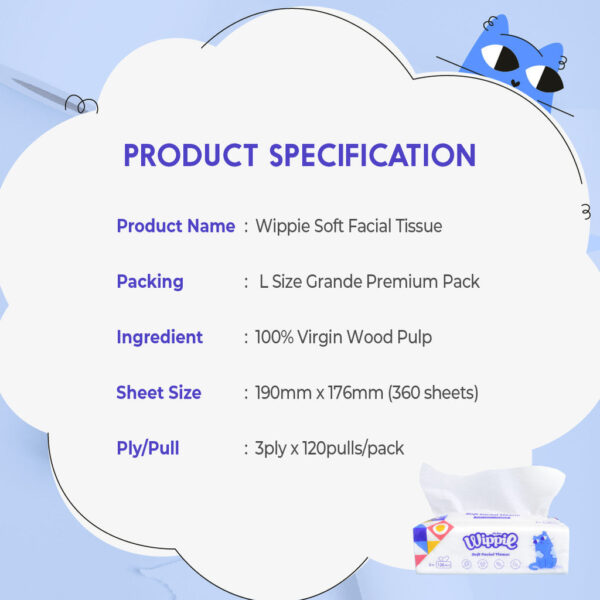 Wippie 3ply Premium Facial Tissue - Grande Premium Size ( 1-Bag ) - Image 5