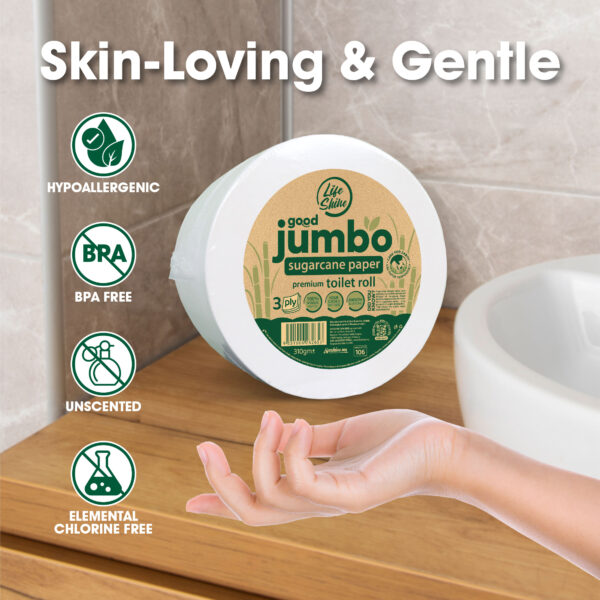 Lifeshine【310g】3ply Sugarcane Jumbo Toilet Roll Tissue - Image 4