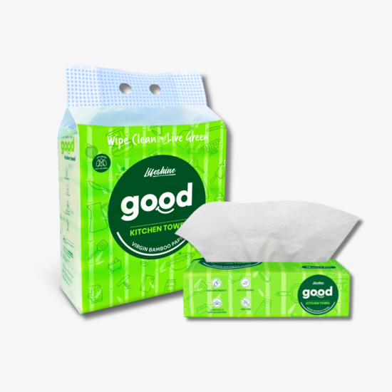 Lifeshine Good Home Care Kitchen Towel XL | 2-Ply Bamboo – 4 Packs