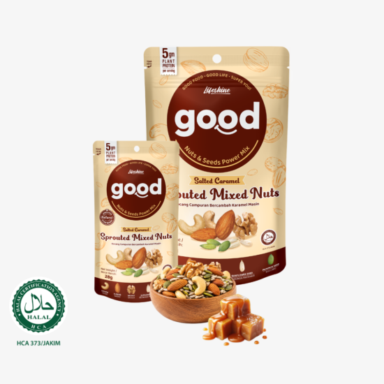 GOOD Sprouted Mixed Nuts Salted Caramel 28g & 140g | Kacang Campur Karamel Masin | Healthy Sweet Snack Malaysia