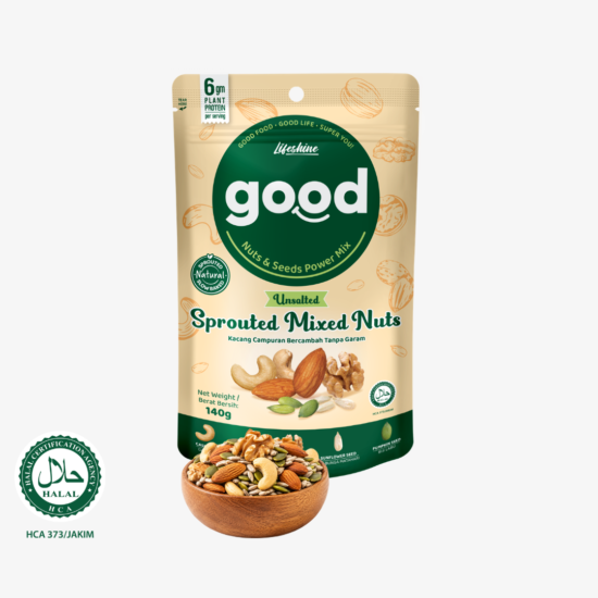 GOOD Sprouted Mixed Nuts Unsalted 140g | Kacang Campur Tanpa Garam | Healthy Snack Keto-Friendly