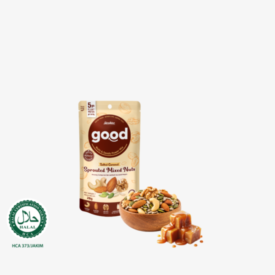 GOOD Sprouted Mixed Nuts Salted Caramel 28g | Kacang Campur Karamel Masin | Healthy Sweet Snack Malaysia
