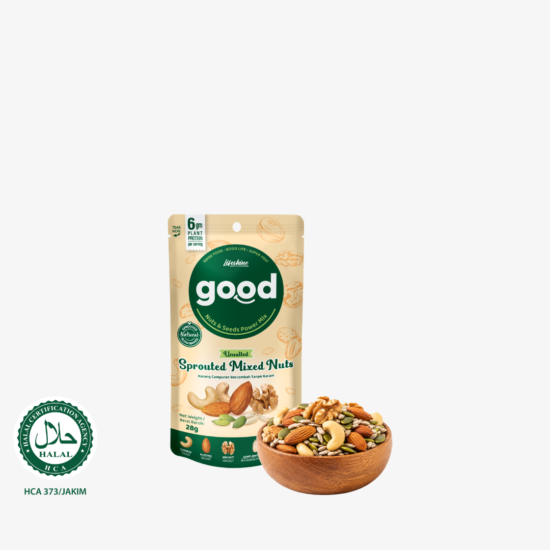 GOOD Sprouted Mixed Nuts Unsalted 28g | Kacang Campur Tanpa Garam | Healthy Snack Keto-Friendly